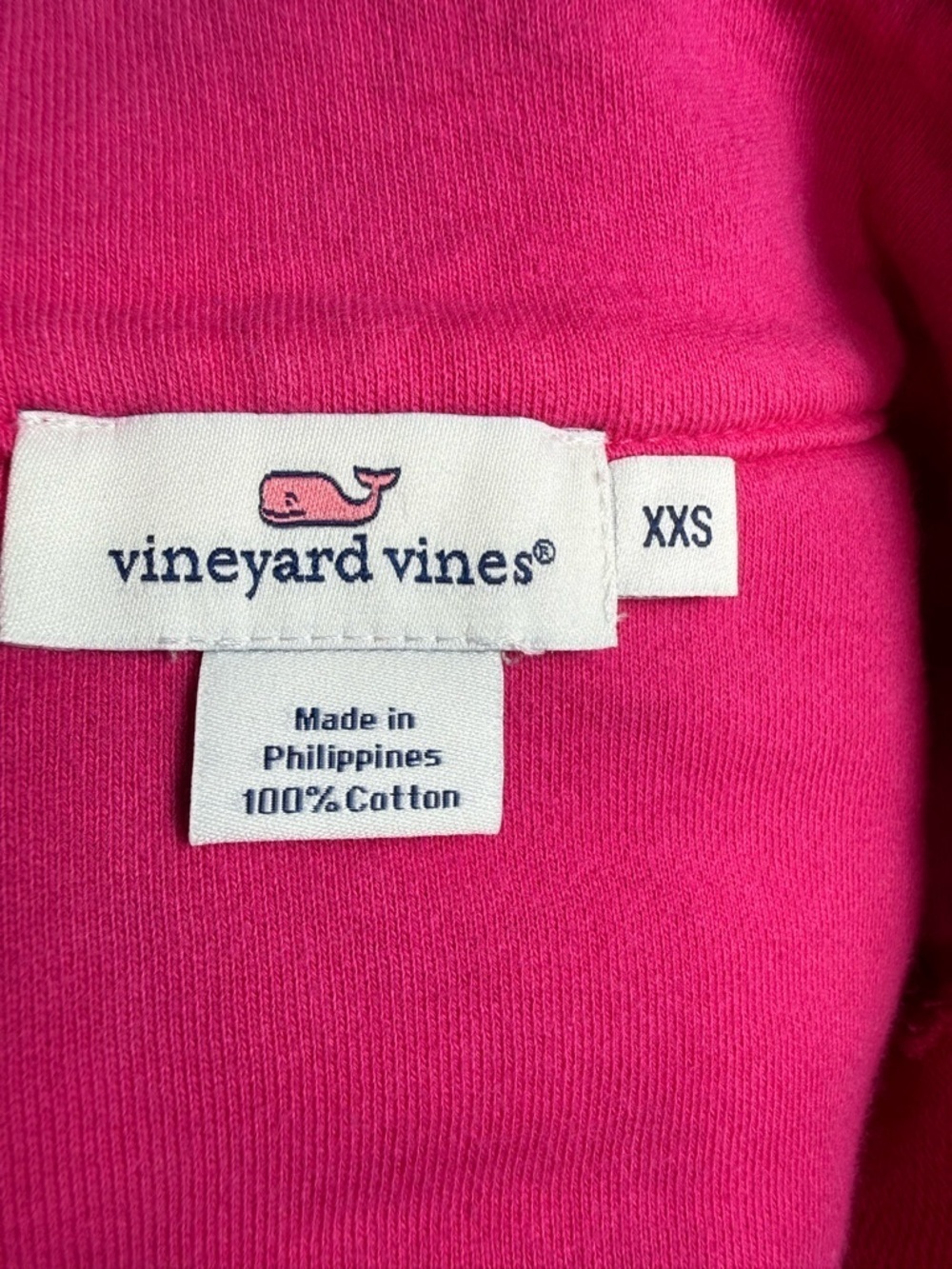 Vineyard Vines Pink 1/4 Zip Pullover XXS 100% Cotton Preppy Logo Sweatshirt - Picture 12 of 12